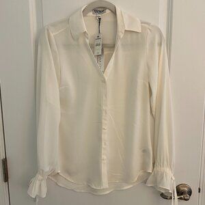 NWT Express Ivory The Portofino Slim Fit Blouse Shirt - XS